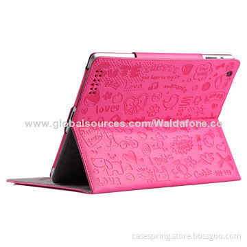 Leather Case for iPad, iPad 2/3/4 Applicable Models, Steel Embossing Pattern, Stylish Design